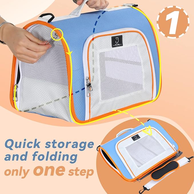 A4Pet Cat Carriers Dog Carrier Pet Carrier, TSA Airline Approved Small Dog Carrier for Cats Dogs Puppies (Up to 15lbs), Washable Soft-Sided Collapsible Travel Puppy Carrier