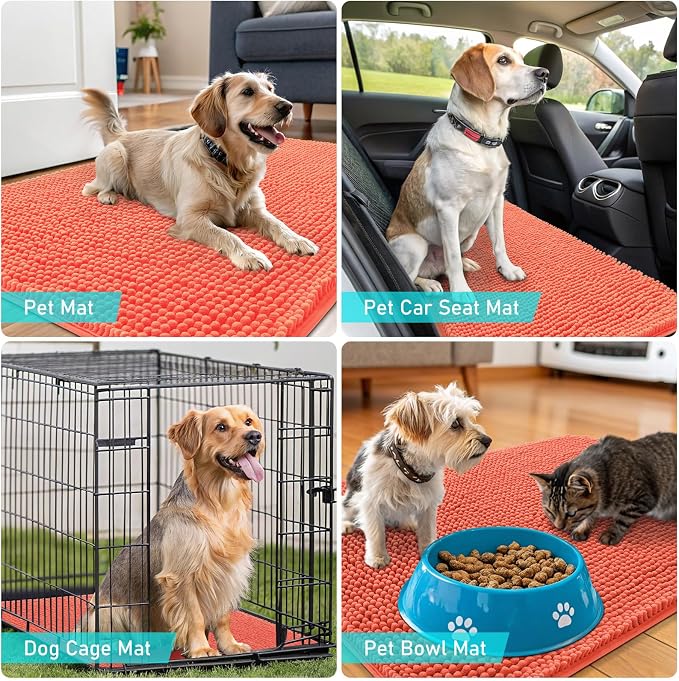 OLANLY Dog Door Mat for Muddy Paws 30x17, Absorbs Moisture and Dirt, Absorbent