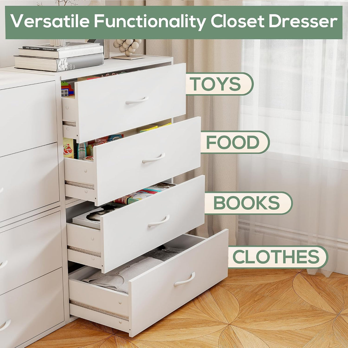 PrimeZone 2 Wood Drawers Closet Dresser Storage Organizer Stackable White