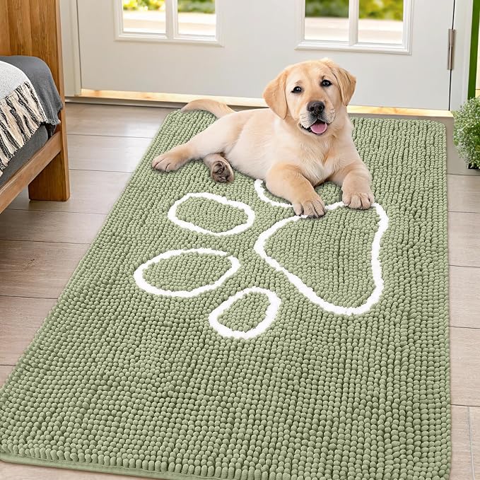 Smiry Dog Door Mat for Muddy Paws, Absorbent Dirt Trapper Non Slip Quick Dry