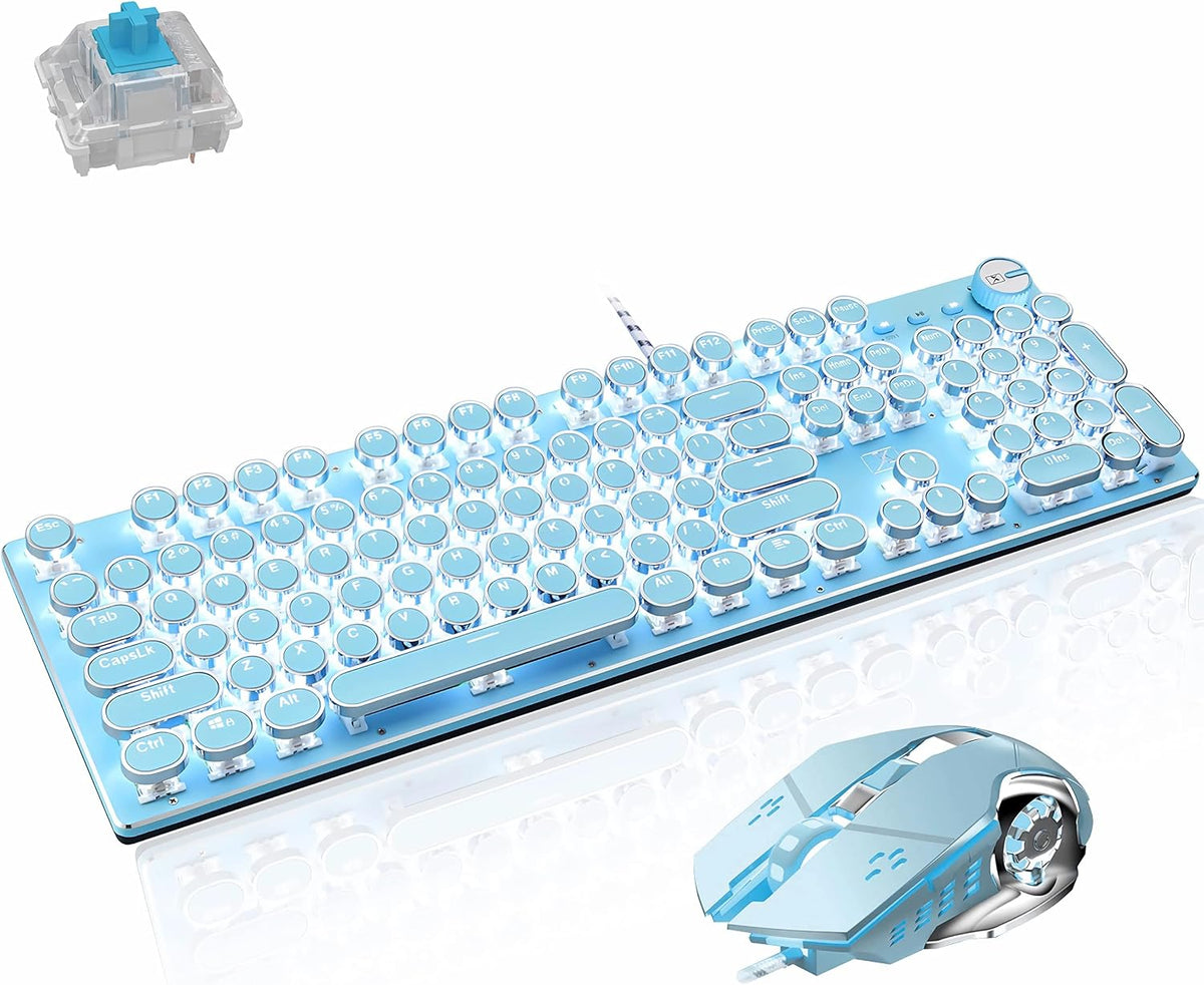 Basaltech Mechanical Gaming Keyboard and Mouse Combo, Blue