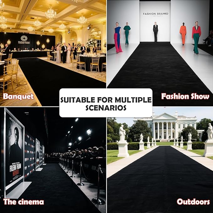 450 GSM Extra Thick Waterproof Black Carpet Runner for Events Decorations, 3X20 Ft Not Slip Black Runner Aisle Runway Rug for Wedding, Party, Banquet, Activity Entrance and Special Events Decorations
