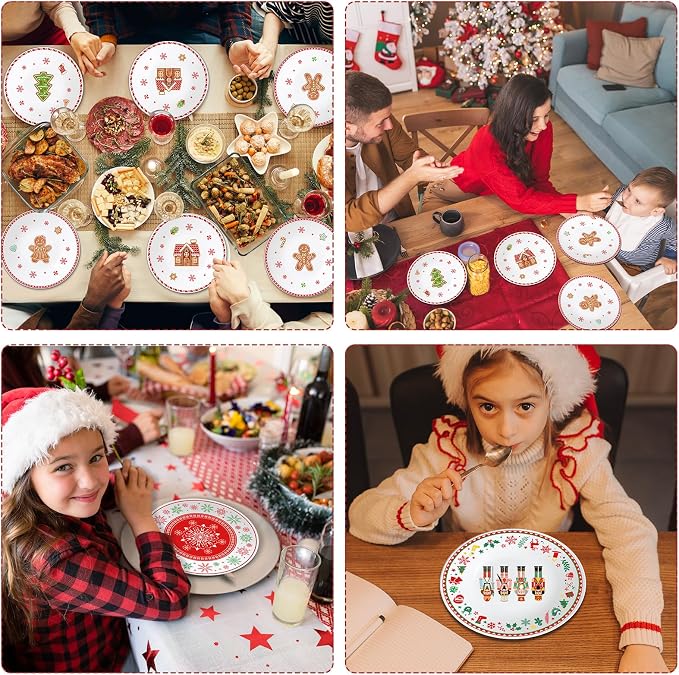 4 Set 10 Inch Christmas Dinner Plates Melamine Christmas Gingerbread Man