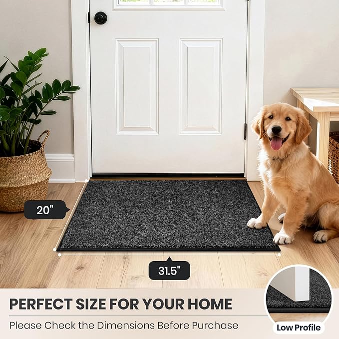PURRUGS Dirt Trapping Door Mat 20" x 31.5", Non-Slip Machine Washable Entryway