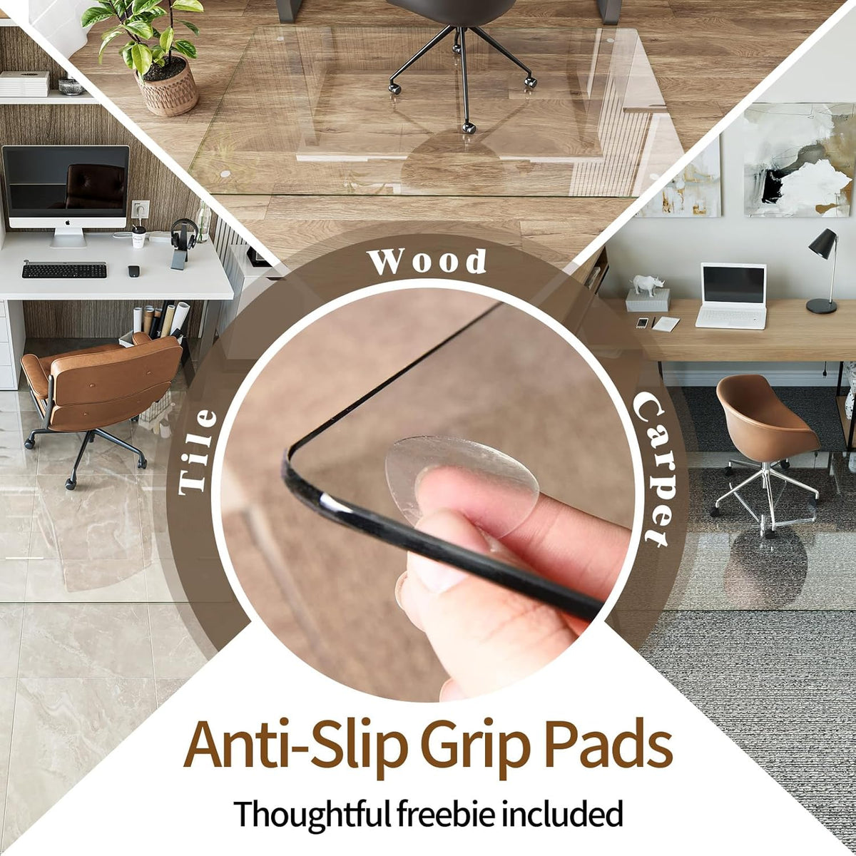 [Upgraded Tempered Glass] Koonmi 40" x 80" Office Floor Desk Chair Mat for Carpet & Hardwood Floor