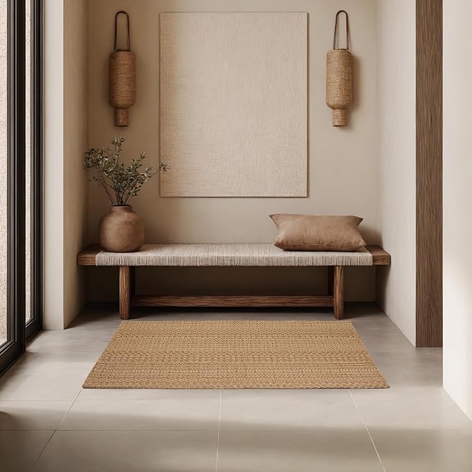 MatEssenz 2x4 Washable Rug, Textured Natural Woven Low-Profile Small Runner