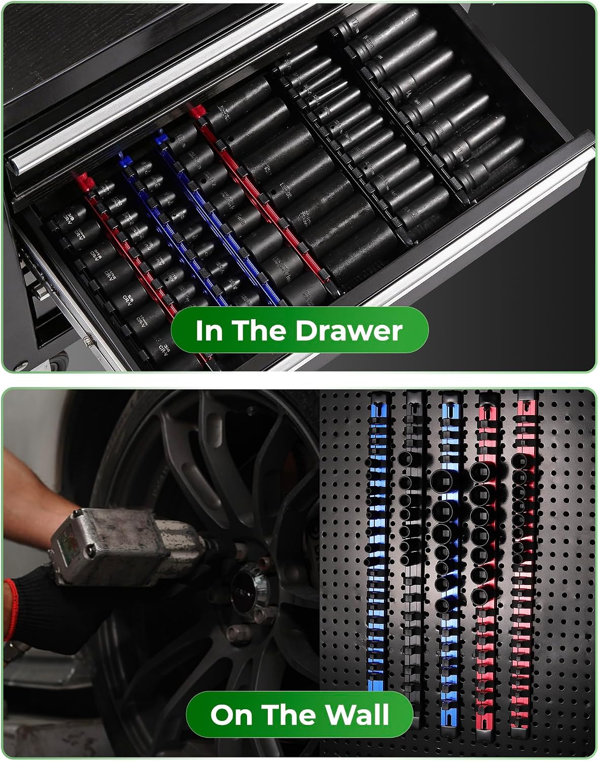 ALOANES 3PC Heavy Duty Aluminum Build Quality Socket Organizer