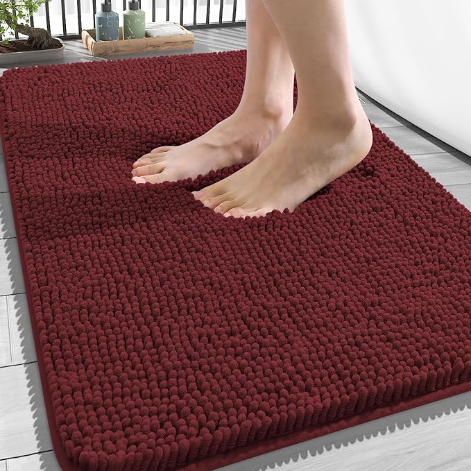 OLANLY Bathroom Rugs 34x21, Extra Soft Absorbent Chenille Bath Rugs, Rubber