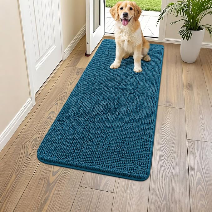 Smiry Dog Door Mat for Muddy Paws 44x24, Absorbent Dirt Trapper, Non-Slip