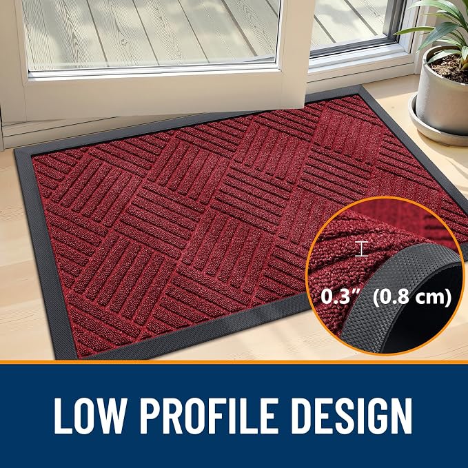 OLANLY Front Door Mat Outside Entrance 33x21, Heavy Duty Sturdy Natural Rubber