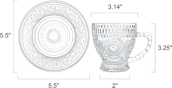 Kingrol 6-Piece Embossed Glass Mug Set