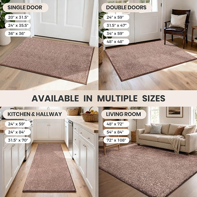 PURRUGS Dirt Trapping Door Mat 31.5" x 47", Non-Slip Machine Washable Entryway