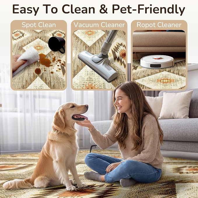 BESTSWEETIE Area Rug 2x5 Rug Machine Washable Non-Slip Low Pile Print Pattern