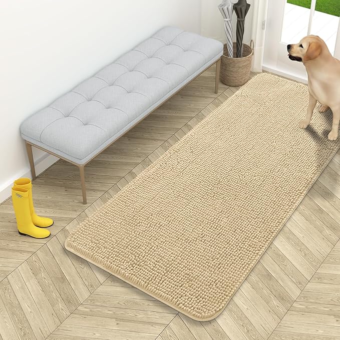 OLANLY Dog Door Mat for Muddy Paws 54x24, Absorbs Moisture and Dirt, Absorbent