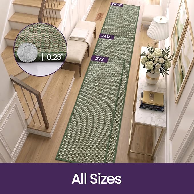 DEX Hallway Runner Rug 2'4''x8, Non Slip Rubber Backing Inside Entryway Carpet