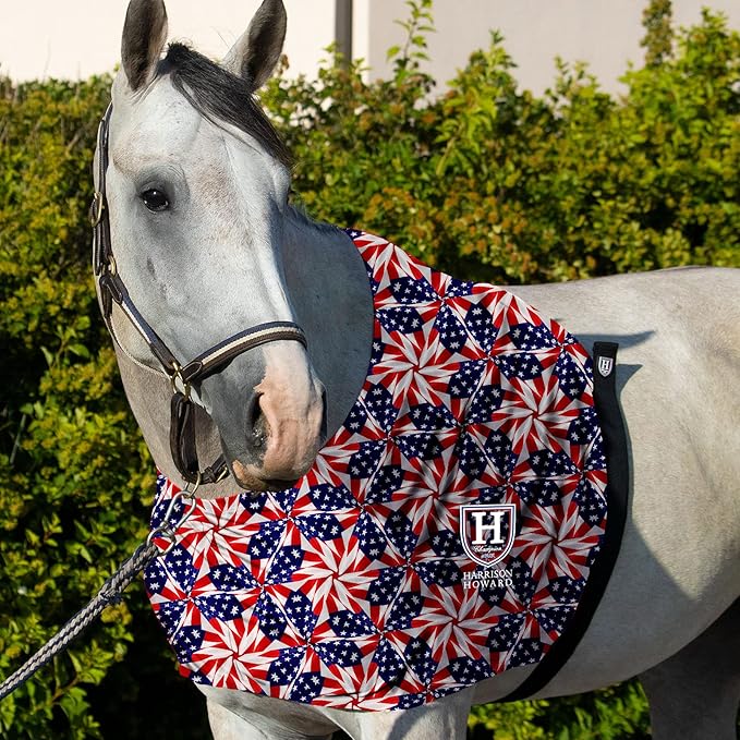 Harrison Howard Heat-Insulating Breathable Stretchy Shoulder Guard Anti Rub Bib for Horse US Flag Prism L