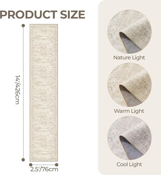 Washable Runner Rug 2.5x14, Non-Slip Long Hallway Runner