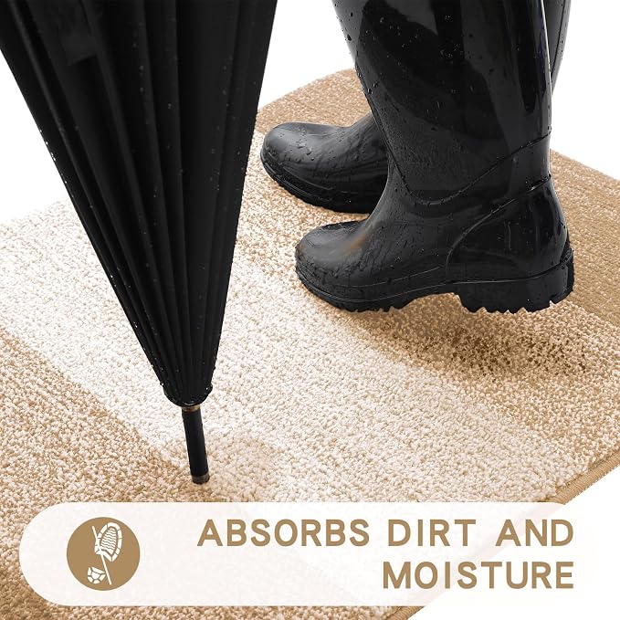 Kitinjoy Indoor Outdoor Door Mat, 44x32 Non-Slip Absorbent Dirt Trapper
