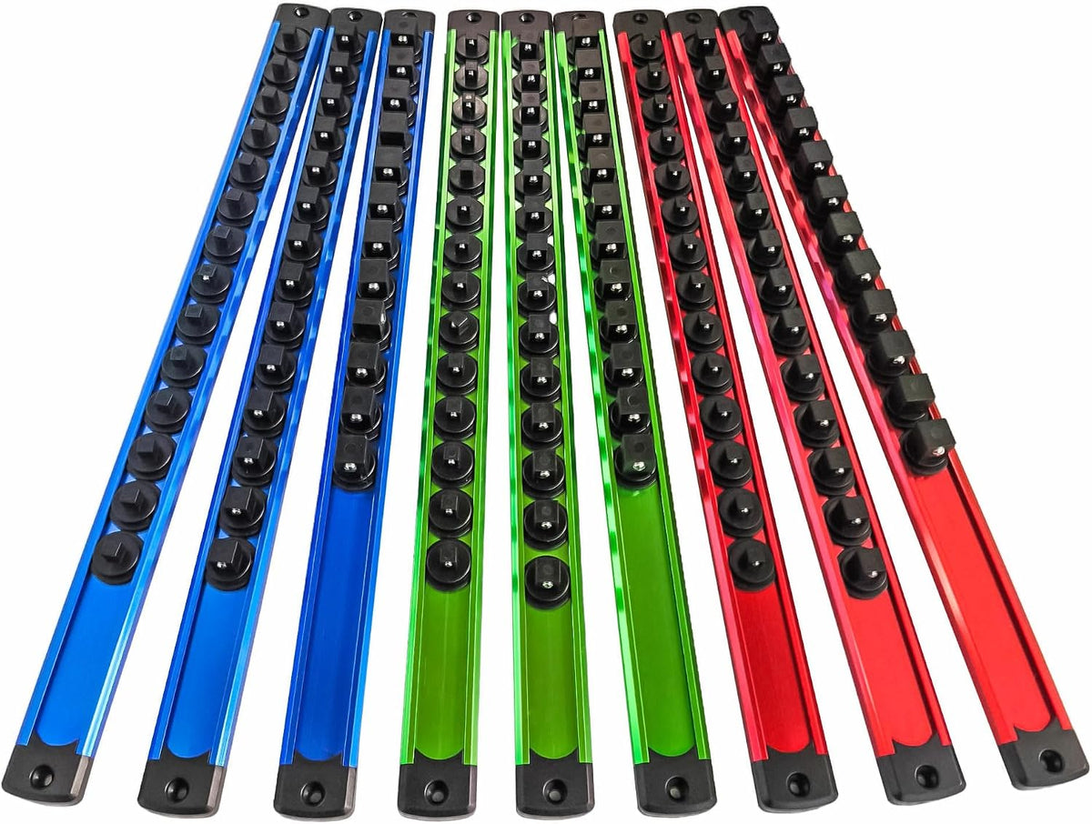 Magnetic Socket Holder Organizer 1/4" 3/8" 1/2" Socket Rail with 120 Clips