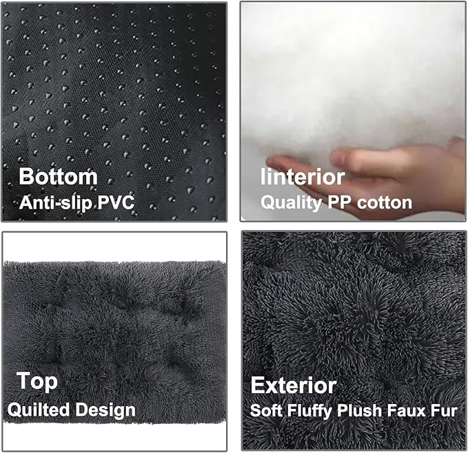 Dog Crate Mat, Dog Bed for Large Dogs, Comfy Fluffy Kennel Pad Anti-Slip for Dog beds & Furniture, Quilted Dog Bed for Pets for Medium/Small Dogs Cats (Color : Gray 1, Size : 48x33)