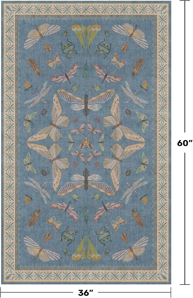 Hazo Haus Insect 3x5 Washable Stain Resistant Rugs