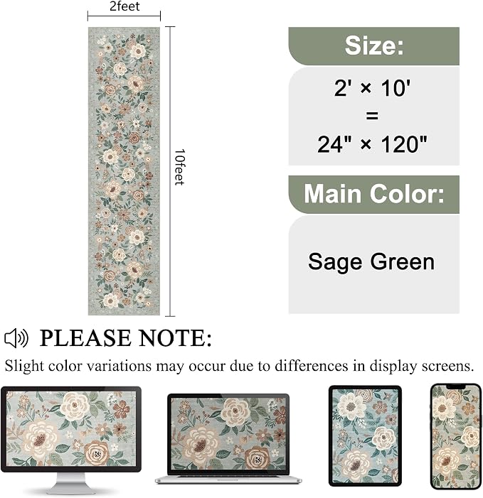 DUKINO Runner Rug, 2x10 Kitchen Runner Rug