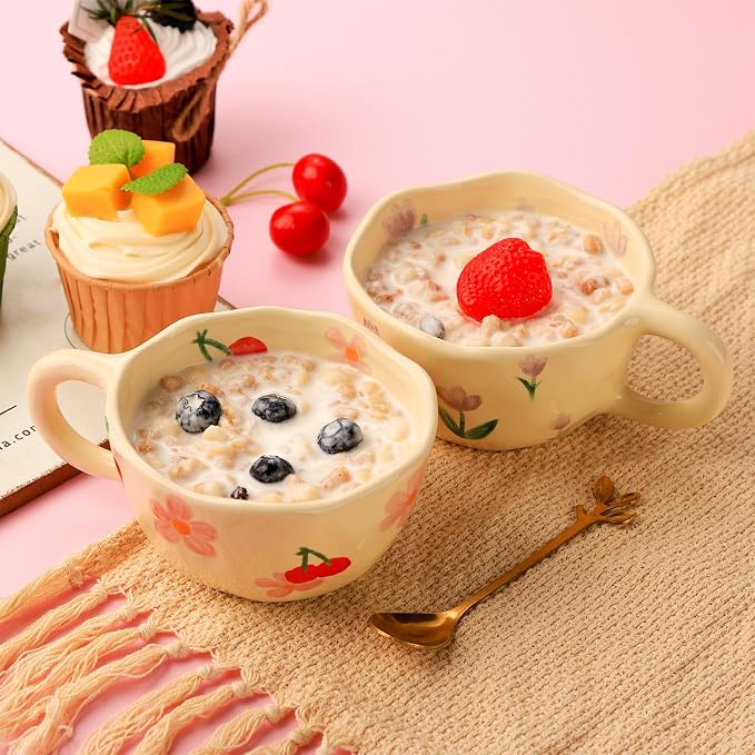 VanEnjoy Ceramic Cup, Cute Coffee Mug, Strawberry Mug, Aesthetic Coffee Mug