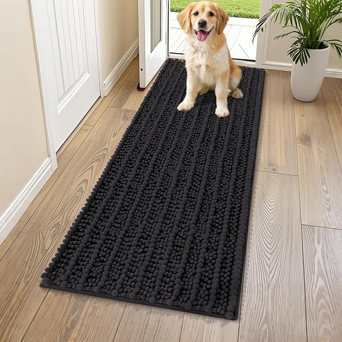 Smiry Dog Door Mat for Muddy Paws 59x20, Absorbent Dirt Trapper, Non-Slip