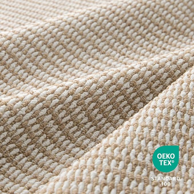 Dirt Trapping Door Mat 20x32, Taupe & White Faux Jute Entryway Rug | Low-Profile