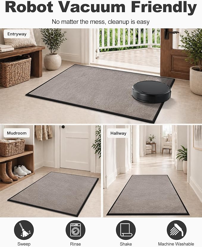 Mibao Front Door Mat Indoor Entrance, Dirt Trapper Welcome Mat