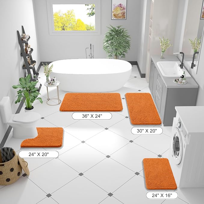 OLANLY Small Bathroom Rugs 24x16, Extra Soft Absorbent Chenille Bath Rugs
