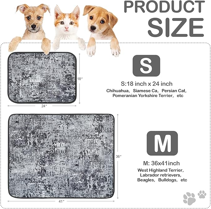 Qeils Washable Pee Pads for Dogs, 2 Pack Reusable 36"x41" Super Absorbent Leakproof Training Pads, Non-Slip Potty for Crate, Floor, Couch, Whelping Litter Mat Puppy Supplies