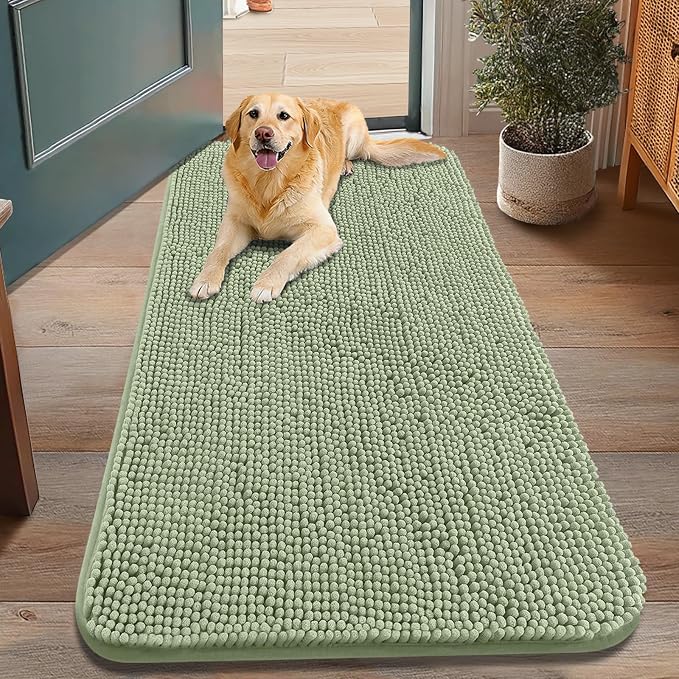 Smiry Dog Door Mat for Muddy Paws 48x30, Absorbent Dirt Trapper, Non-Slip