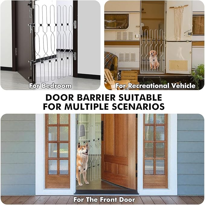 Snagle Paw Metal Retractable Door Barrier,28.4" Wide 35" Tall Safety Dog Gate for Front Door,Easy Install Retractable Pet Gate for Recreational Vehicle,Doorways