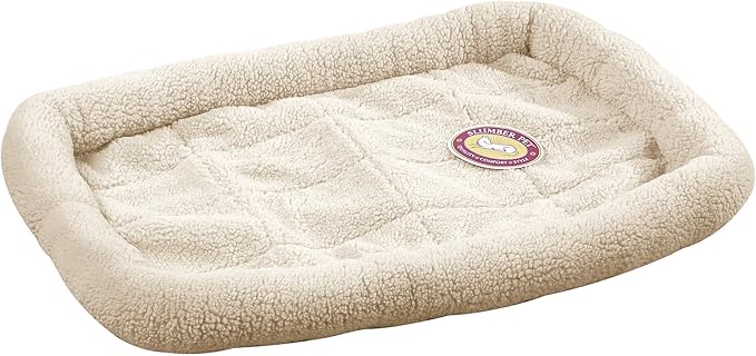 Slumber Pet Sherpa Crate Beds - Comfortable Bumper-Style Beds for Dogs and Cats, Large, Natural Beige, 26.0" L x 17.0" W x 10.0" Th