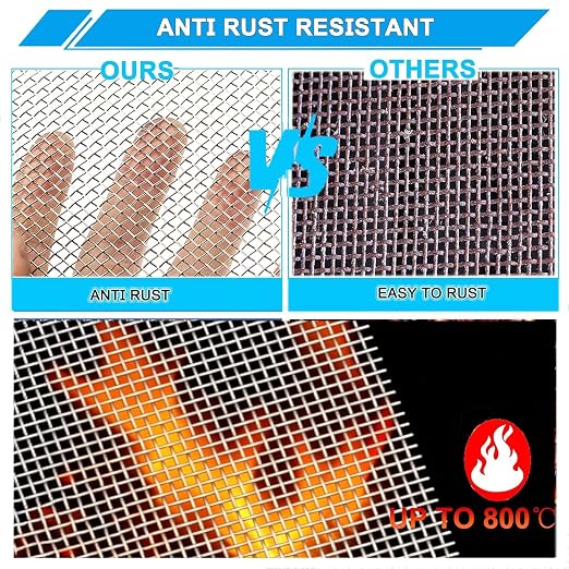 Stainless Steel Mesh Screen 8Mesh 304, 15.7" x 147" Metal Mesh Screen, Rust