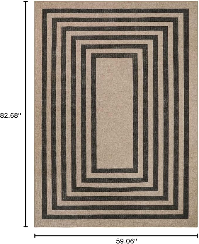 Lahome Enfys Modern Geometric Easy Jute Dining Room Rug, 5x7 Modern Rugs