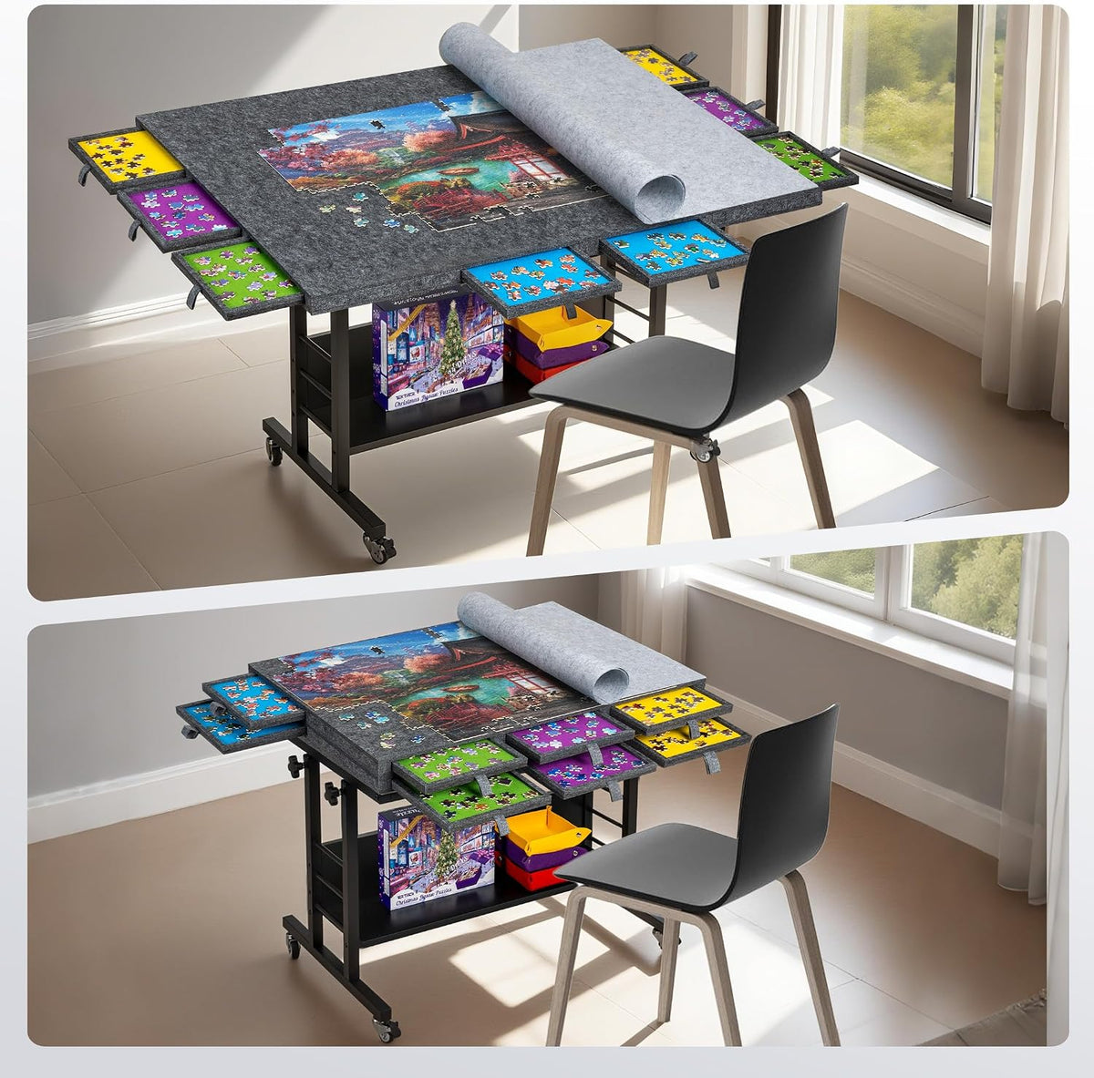 Tektalk 2000 Piece Foldable Felt Jigsaw Puzzle Board - Dark Gray