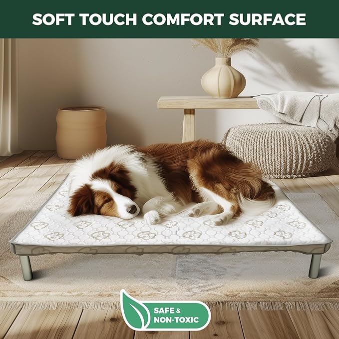 FXW TitanNest Chew-Proof Elevated Dog Bed, Raised Cot for Indoor/Outdoor/Camping Use, Durable & Waterproof Cooling Pet Bed with Exclusive Cover for Medium Dogs, 41.0" L x 27.0" W x 5.0" H, Black