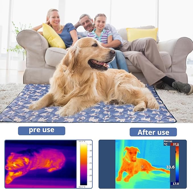 Langsprit Dog Cooling Mat, Washable Dogs Cats Pet Non-Toxic Cooling Pads Summer Sleeping Kennel Mats，Pet Self Cool Ice Blanket for Indoor & Outdoor Dog Beach Essentials Small