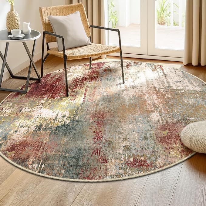RELEANY Washable Area Rugs 6ft Non-Slip Modern Abstract Soft