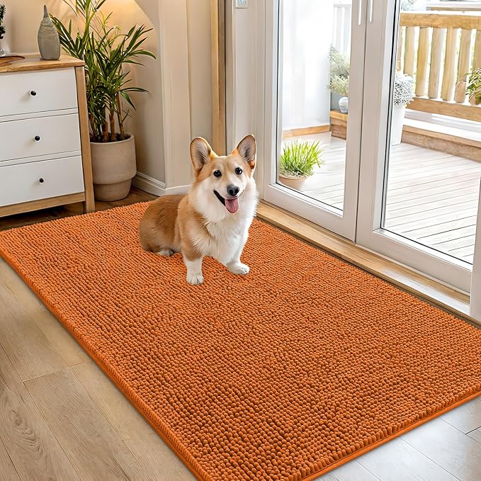 OLANLY Dog Door Mat for Muddy Paws 54x32, Absorbs Moisture and Dirt, Absorbent