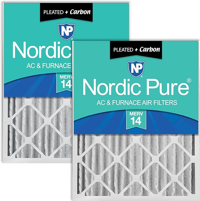 Nordic Pure 20x20x4 Pleated Air Filters MERV 14 Plus Carbon 2 Pack