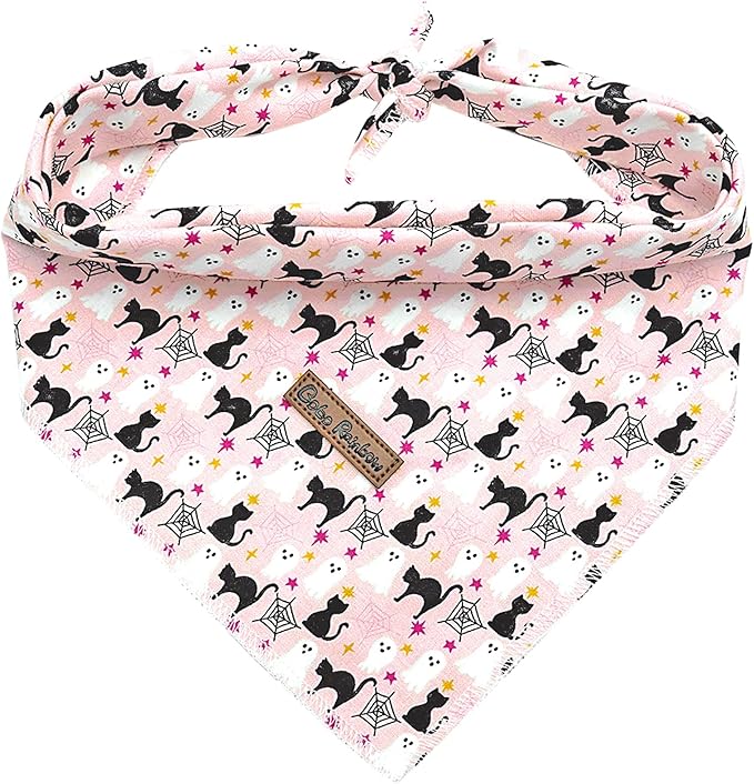 Dog Bandana, 1PC Ghost Print Dog Bandanas Halloween Bandanas Fall Bandanas Bibs Scarf Square Soft Dog Kerchief Pet Bandanas for Small Medium Large Dogs