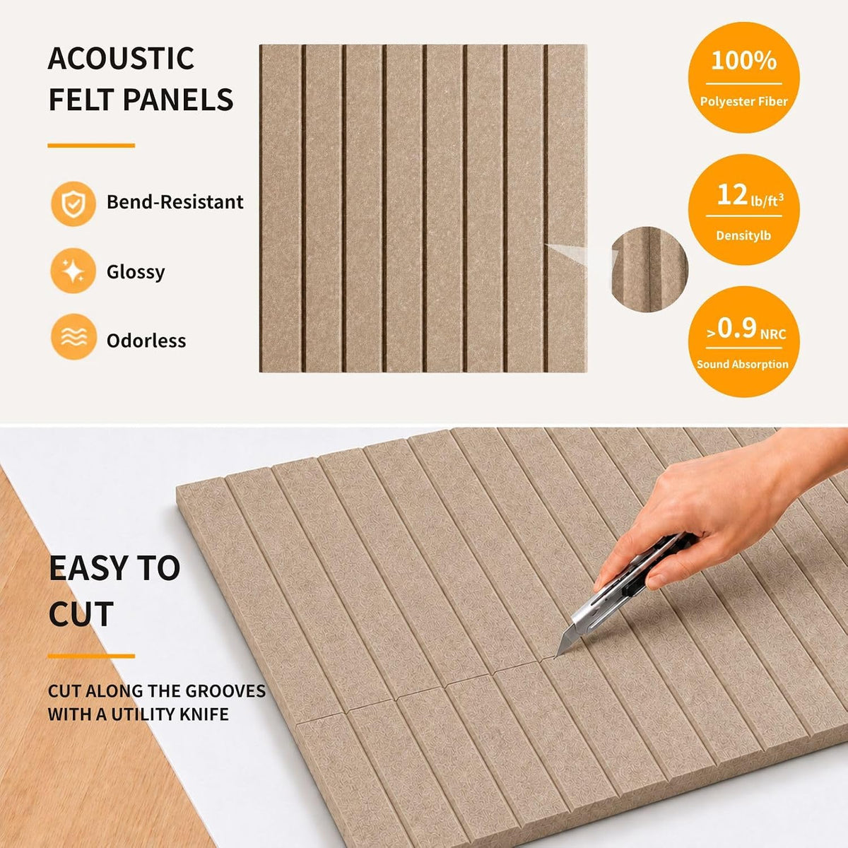 48" x 36" Large Felt Bulletin Board Tiles 12 Pack Corkboard Taupe