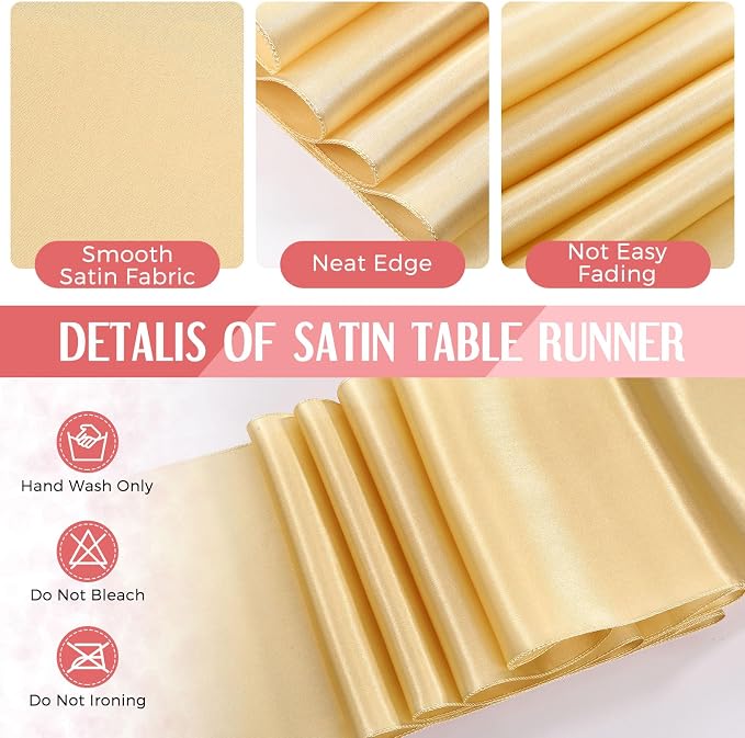 24 Pack Pink and Gold Disposable Plastic Tablecloths and Satin Table Runner Set