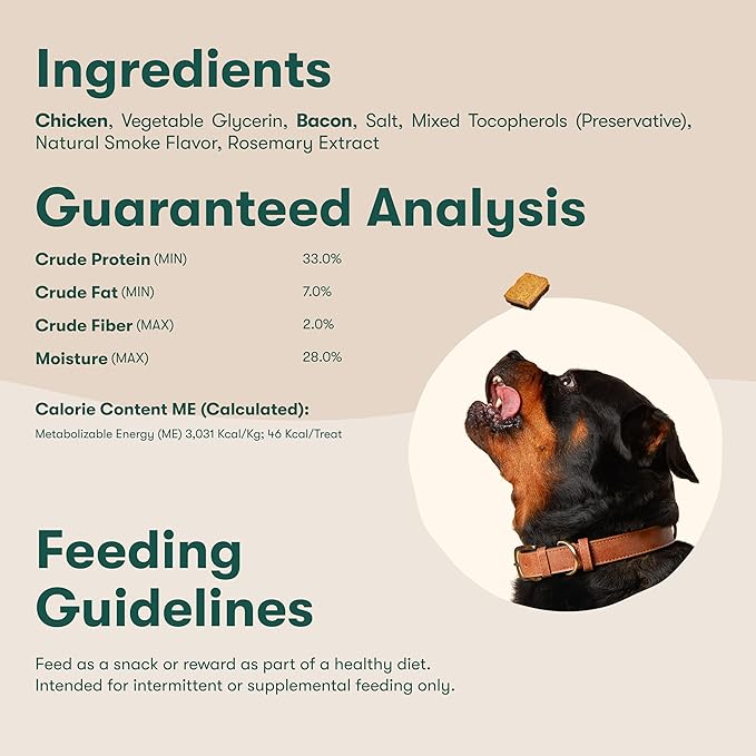 Jinx Chicken & Bacon Layers Jerky Dog Treats - Crunchy, All Natural Dog Jerky Treats with Cage-Free Chicken & Bacon - Pet Products for All Dogs (Puppies, Adults & Seniors) - 5oz
