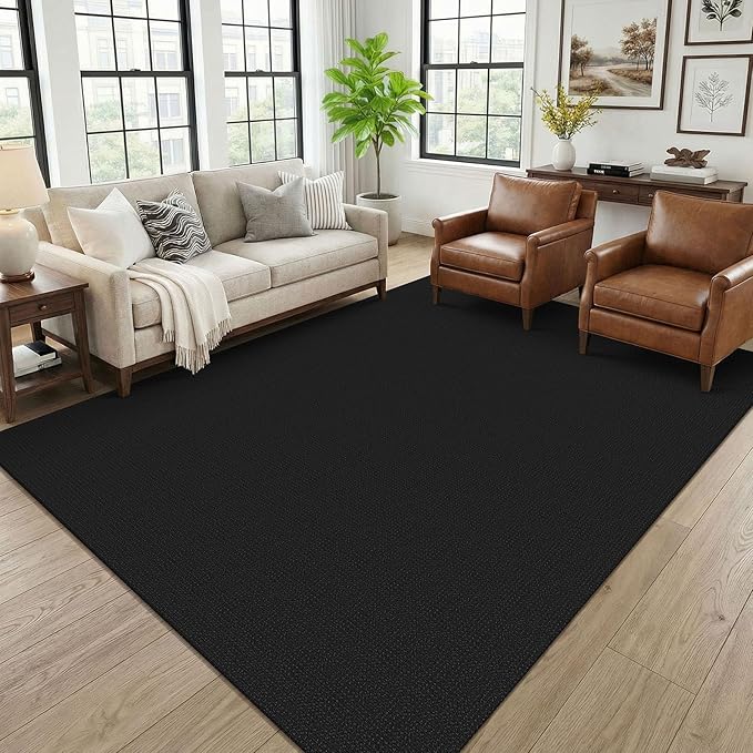 KOZYFLY Black 6x9 Dining Room Rugs, Washable Area Rug