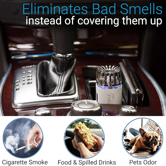 Car Air Purifier Ionizer - 12V Plug-in Ionic Anti-Microbial Car Deodorizer -