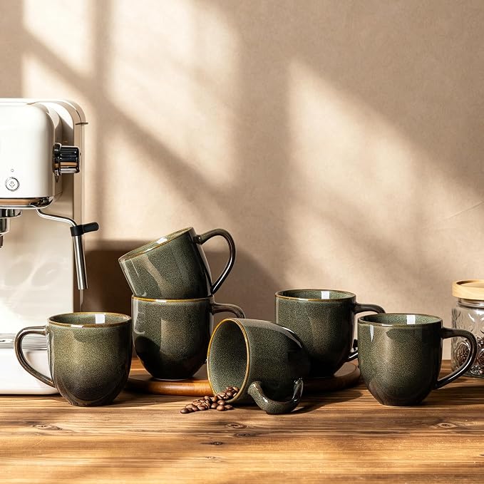 theterra Ceramic Coffee Mugs Set of 6, 12 oz Coffee Cups